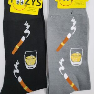 Scotch and Cigars Mens Socks Bachelor Party Groomsman Gift Bar Novelty 2 PAIRS